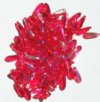 100 3x11mm Transparent Red AB Dagger Beads
